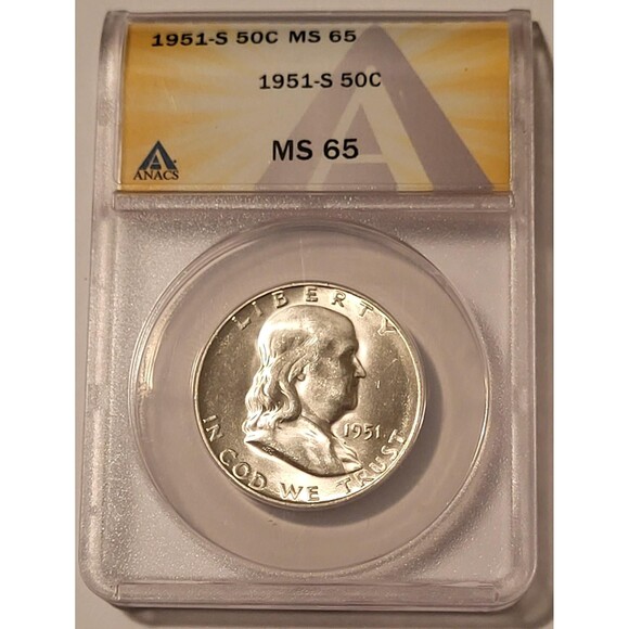 1951 S Franklin Half Dollar MS65 ANACS - Picture 1 of 4